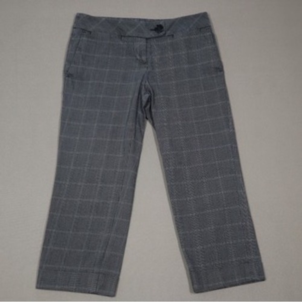 Ann Taylor Loft Petites Houndstooth Plaid Capris - Grey - Size 0P